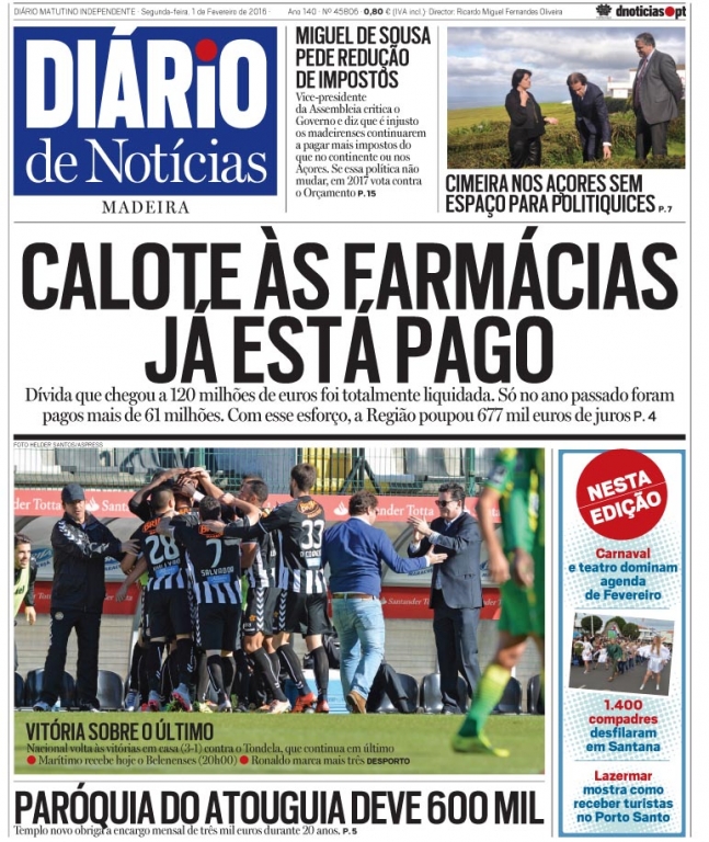 Edição do dia 1 Fevereiro 2016 da pubicação Diário de Notícias