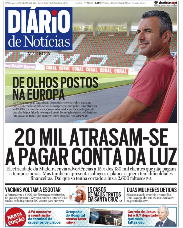 Edição do dia 13 Agosto 2015 da pubicação Diário de Notícias