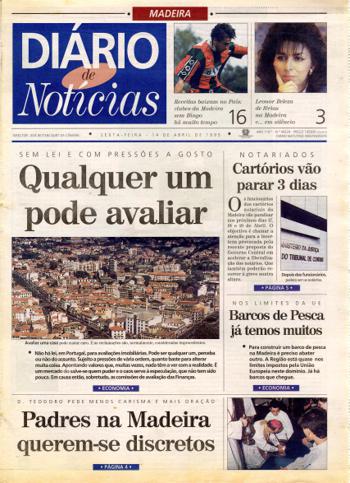 Edição do dia 14 Abril 1995 da pubicação Diário de Notícias