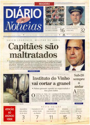 Edição do dia 21 Abril 1995 da pubicação Diário de Notícias