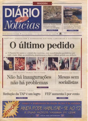 Edição do dia 11 Outubro 1996 da pubicação Diário de Notícias