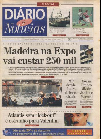 Edição do dia 21 Abril 1997 da pubicação Diário de Notícias
