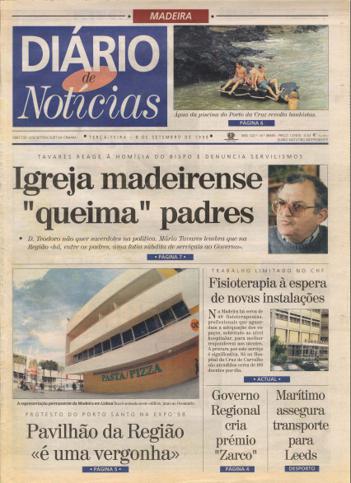 Edição do dia 8 Setembro 1998 da pubicação Diário de Notícias