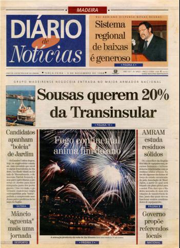 Edição do dia 3 Novembro 1998 da pubicação Diário de Notícias