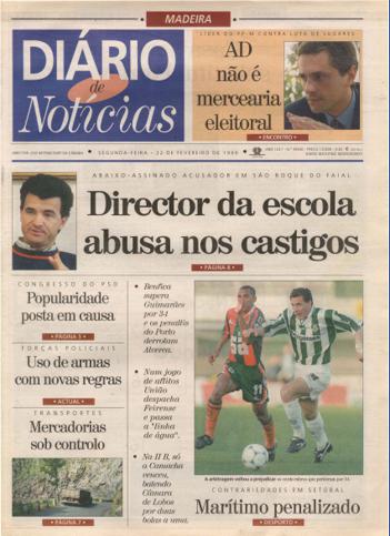 Edição do dia 22 Fevereiro 1999 da pubicação Diário de Notícias