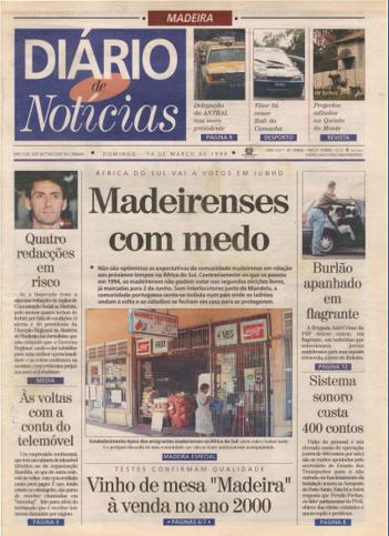 Edição do dia 14 Março 1999 da pubicação Diário de Notícias
