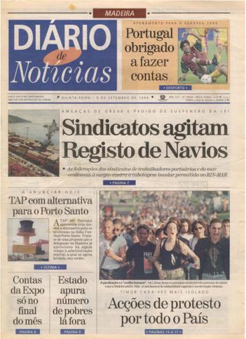 Edição do dia 9 Setembro 1999 da pubicação Diário de Notícias