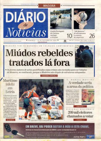 Edição do dia 15 Outubro 2000 da pubicação Diário de Notícias