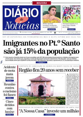 Edição do dia 10 Setembro 2001 da pubicação Diário de Notícias