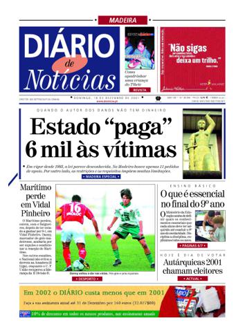 Edição do dia 16 Dezembro 2001 da pubicação Diário de Notícias