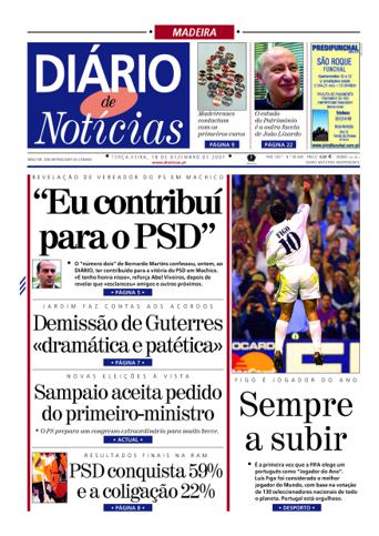 Edição do dia 18 Dezembro 2001 da pubicação Diário de Notícias