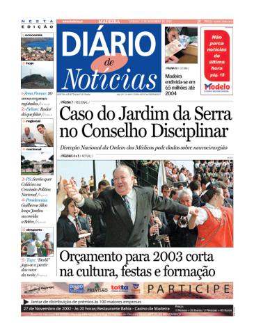 Edição do dia 23 Novembro 2002 da pubicação Diário de Notícias