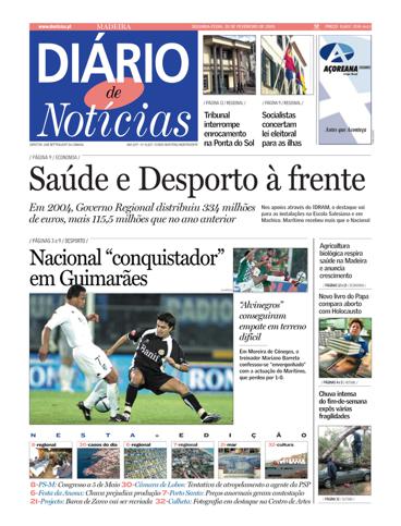 Edição do dia 28 Fevereiro 2005 da pubicação Diário de Notícias