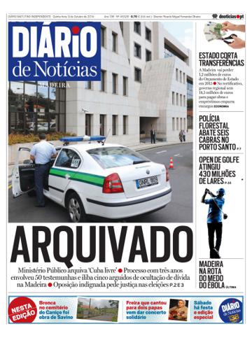 Edição do dia 9 Outubro 2014 da pubicação Diário de Notícias