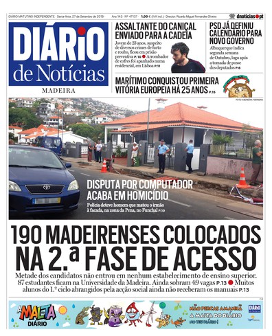 Edição do dia 27 Setembro 2019 da pubicação Diário de Notícias