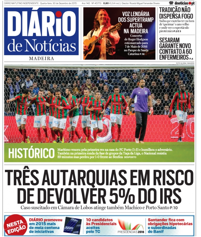 Edição do dia 30 Dezembro 2015 da pubicação Diário de Notícias