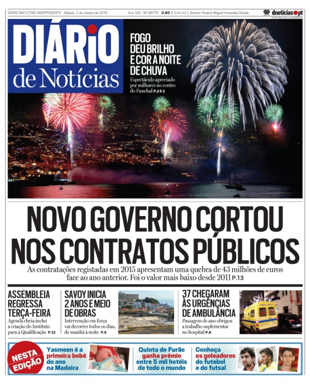 Edição do dia 2 Janeiro 2016 da pubicação Diário de Notícias