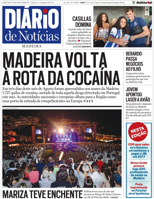Edição do dia 22 Agosto 2015 da pubicação Diário de Notícias