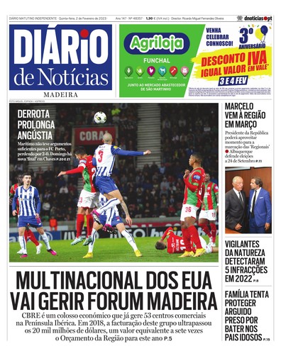 Edição do dia 2 Fevereiro 2023 da pubicação Diário de Notícias