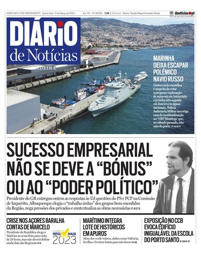 Edição do dia 15 Março 2023 da pubicação Diário de Notícias