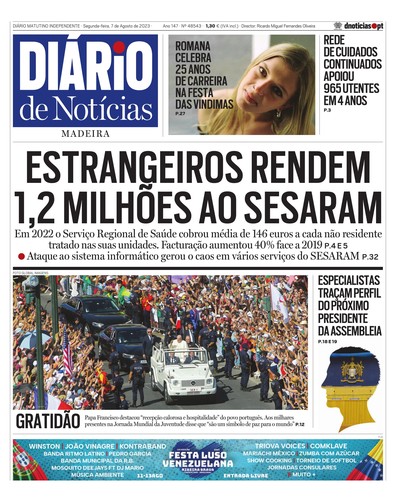 Edição do dia 7 Agosto 2023 da pubicação Diário de Notícias