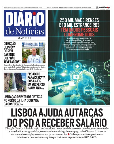 Edição do dia 8 Agosto 2023 da pubicação Diário de Notícias