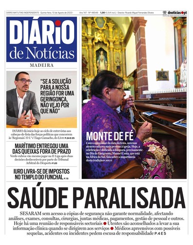 Edição do dia 10 Agosto 2023 da pubicação Diário de Notícias