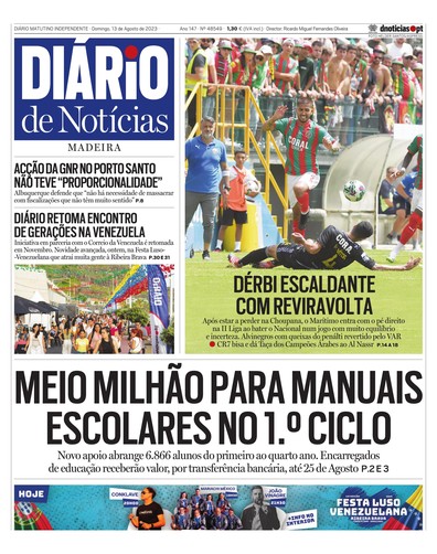 Edição do dia 13 Agosto 2023 da pubicação Diário de Notícias