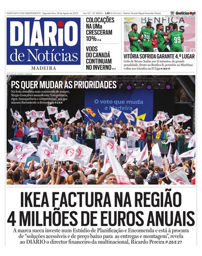 Edição do dia 28 Agosto 2023 da pubicação Diário de Notícias
