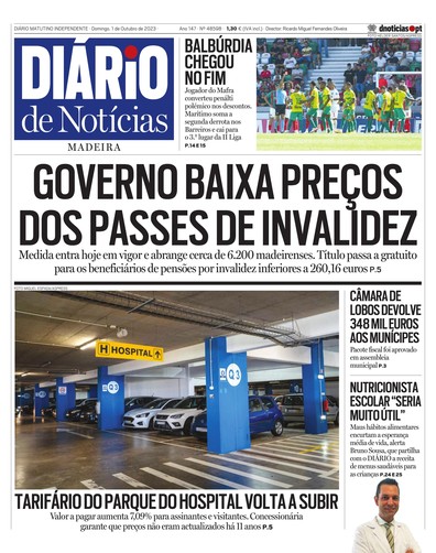 Edição do dia 1 Outubro 2023 da pubicação Diário de Notícias