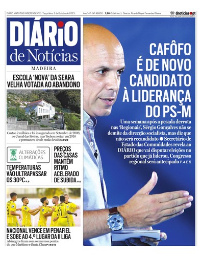 Edição do dia 3 Outubro 2023 da pubicação Diário de Notícias