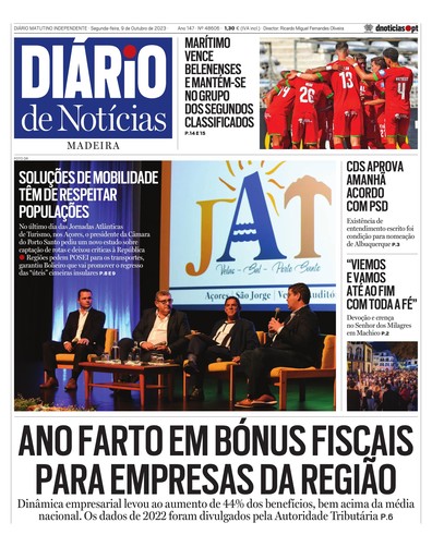 Edição do dia 9 Outubro 2023 da pubicação Diário de Notícias