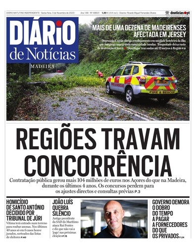 Edição do dia 3 Novembro 2023 da pubicação Diário de Notícias