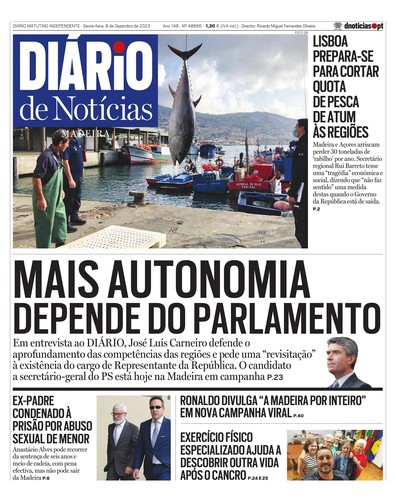 Edição do dia 8 Dezembro 2023 da pubicação Diário de Notícias