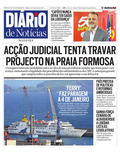 Edição do dia 9 Dezembro 2023 da pubicação Diário de Notícias