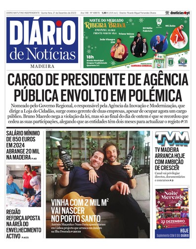 Edição do dia 21 Dezembro 2023 da pubicação Diário de Notícias