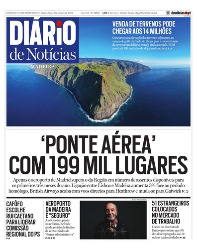 Edição do dia 3 Janeiro 2024 da pubicação Diário de Notícias