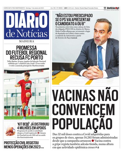 Edição do dia 7 Janeiro 2024 da pubicação Diário de Notícias