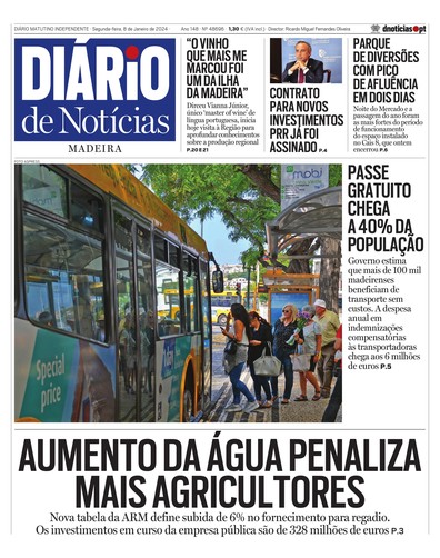 Edição do dia 8 Janeiro 2024 da pubicação Diário de Notícias