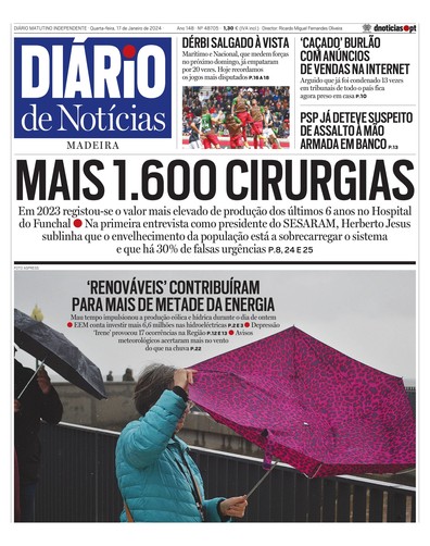 Edição do dia 17 Janeiro 2024 da pubicação Diário de Notícias