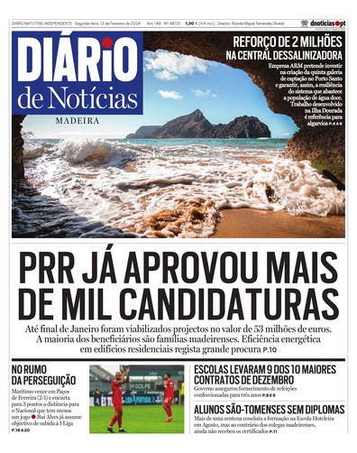 Edição do dia 12 Fevereiro 2024 da pubicação Diário de Notícias