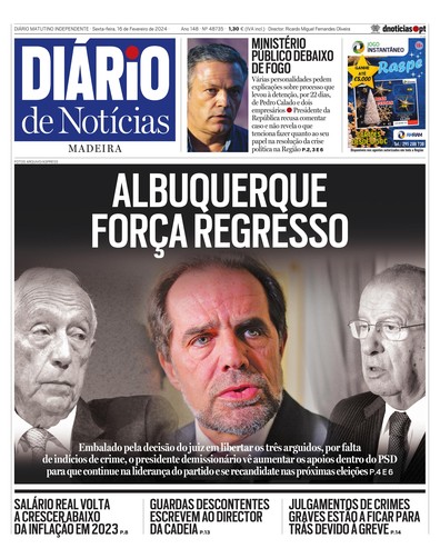 Edição do dia 16 Fevereiro 2024 da pubicação Diário de Notícias