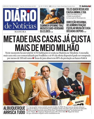 Edição do dia 20 Fevereiro 2024 da pubicação Diário de Notícias