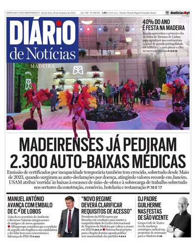 Edição do dia 29 Fevereiro 2024 da pubicação Diário de Notícias