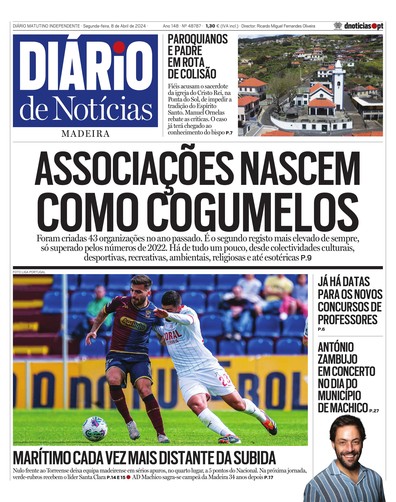 Edição do dia 8 Abril 2024 da pubicação Diário de Notícias