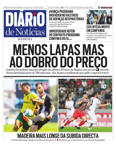 Edição do dia 15 Abril 2024 da pubicação Diário de Notícias