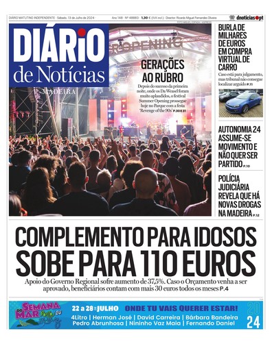 Edição do dia 13 Julho 2024 da pubicação Diário de Notícias