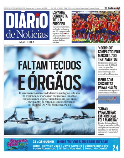 Edição do dia 15 Julho 2024 da pubicação Diário de Notícias