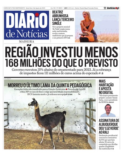 Edição do dia 9 Agosto 2024 da pubicação Diário de Notícias