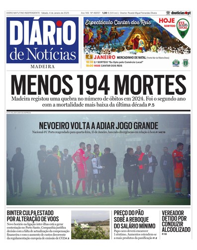 Edição do dia 4 Janeiro 2025 da pubicação Diário de Notícias